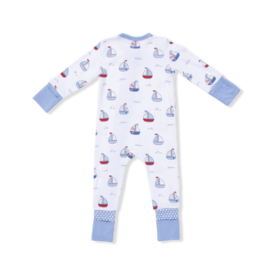 Bubbly Sailboats Blue 2 Way Zipper Convertible Romper