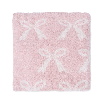 Chenille Blush Bow Blanket