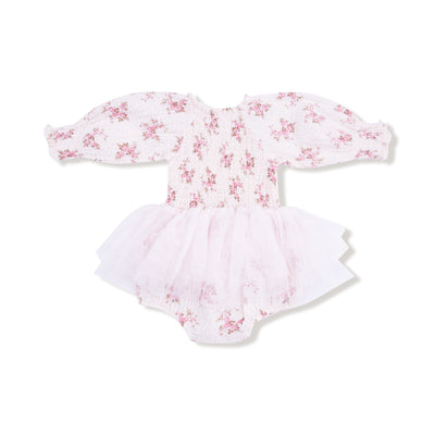 Belle Rosette Dot Long Sleeve Smocked Bubble with Tutu - Twinkle Twinkle Little One