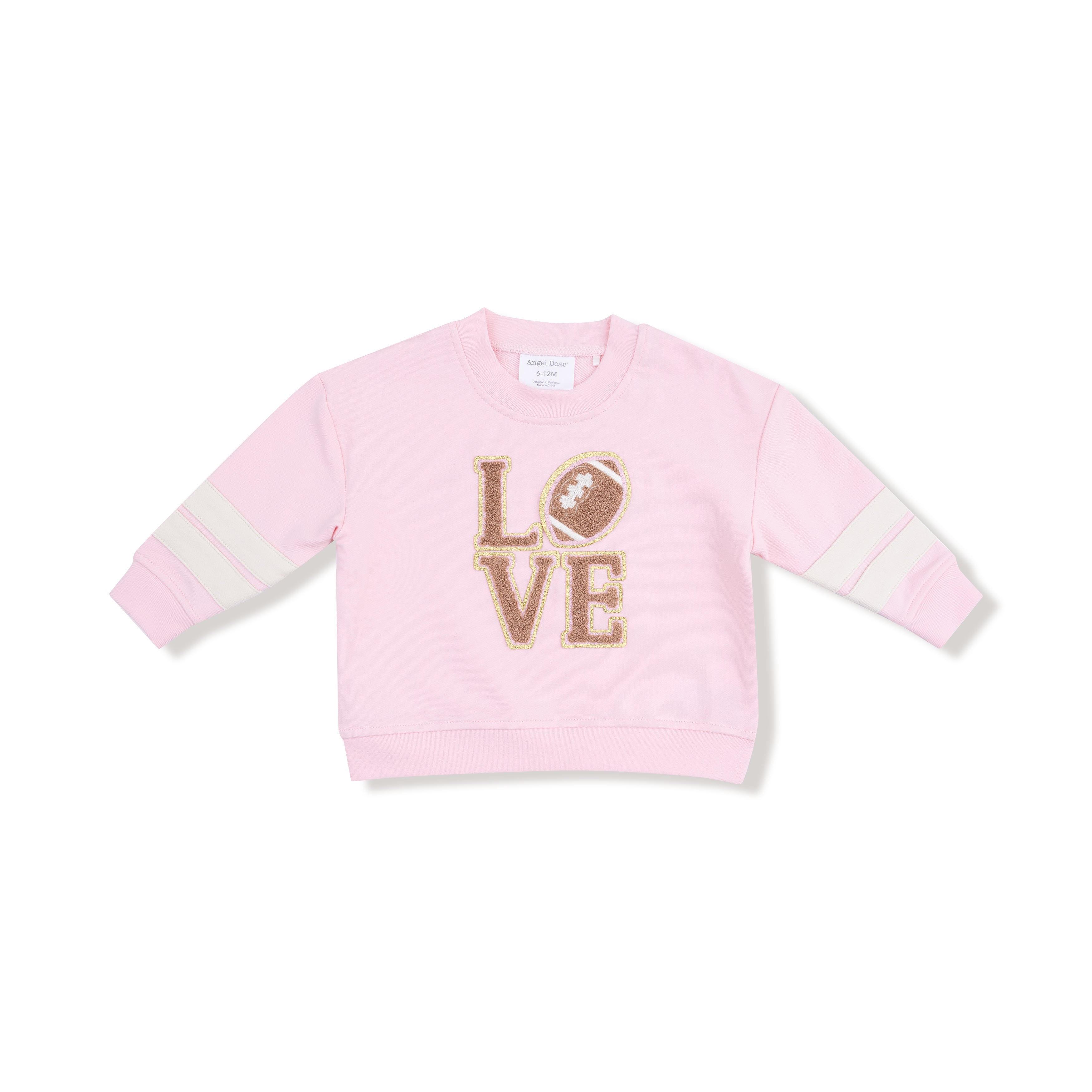 Varsity Pink Cozy Drop Sleeve Sweatshirt with Varsity Stripes - Twinkle Twinkle Little One