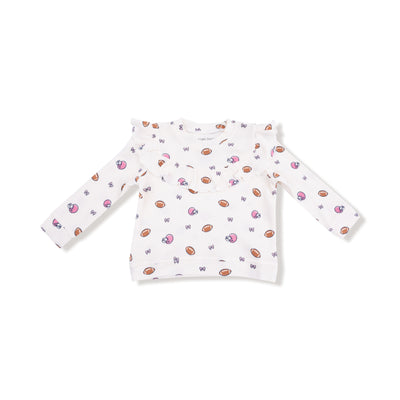 Footballs and Bows Ruffle Waffle Top and Waffle Flare Pant - Twinkle Twinkle Little One