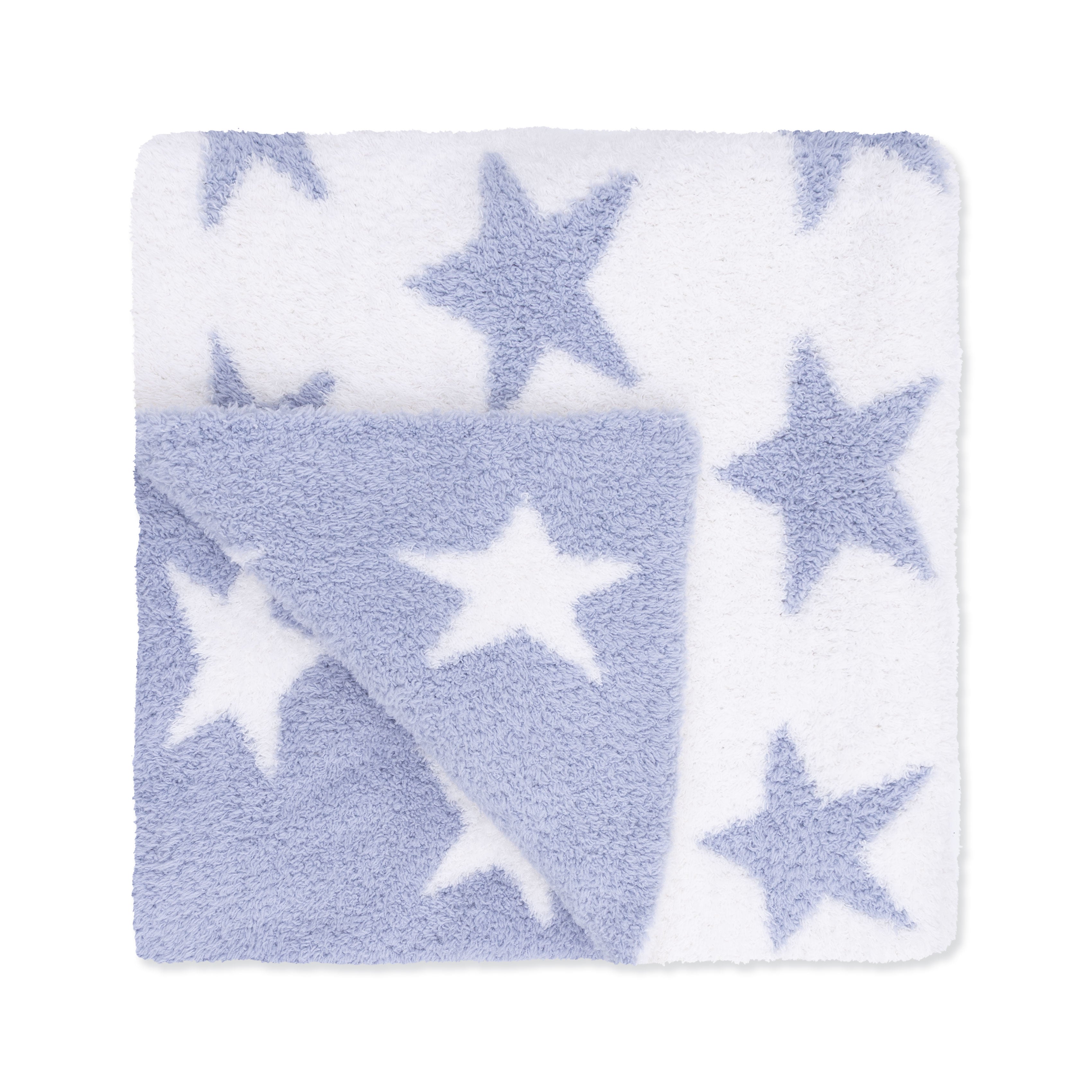 Chenille Dusty Blue Star Blanket