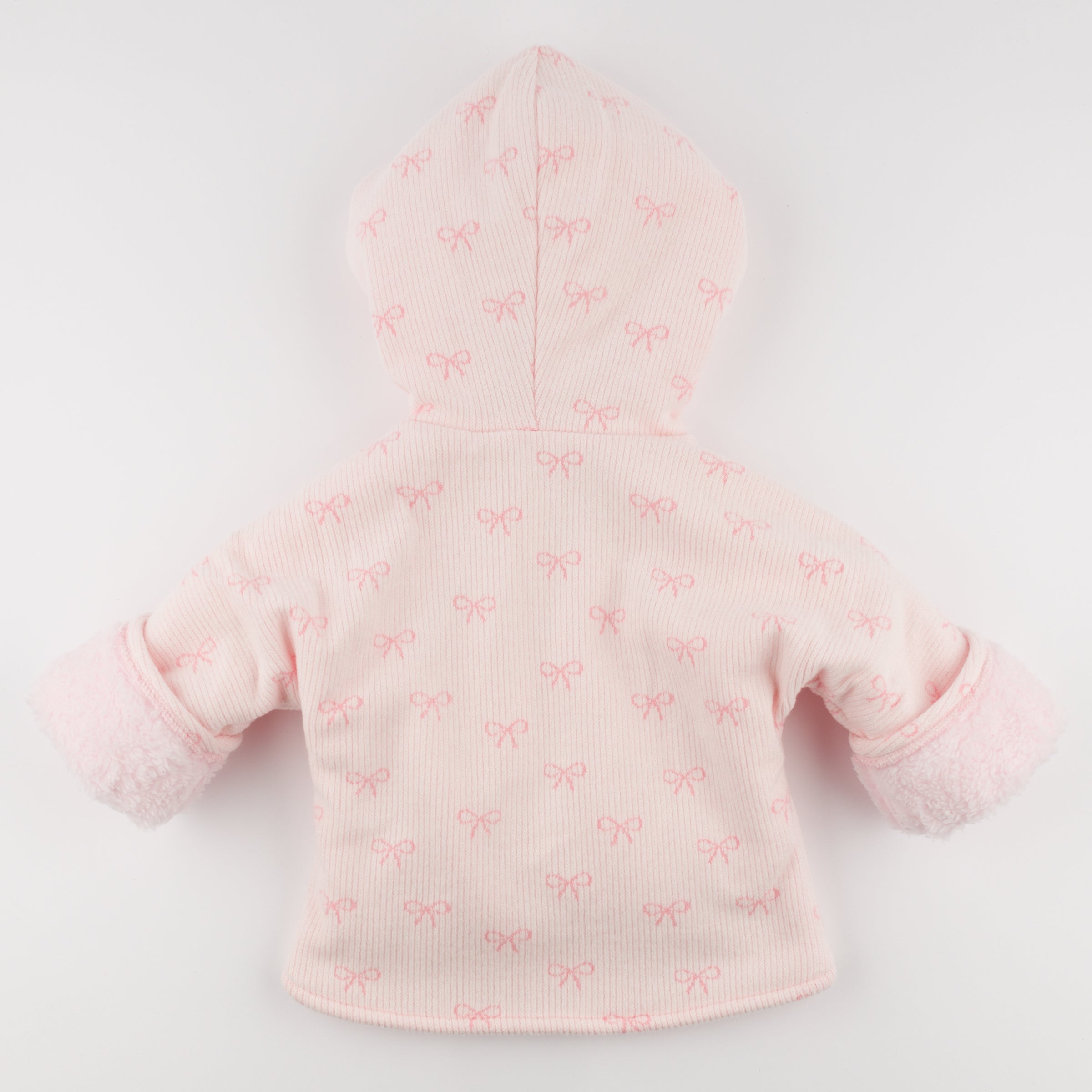 Mini Bows Winter Snowdrift Hoodie Jacket with Pink Lining - Pale Pink - Twinkle Twinkle Little One