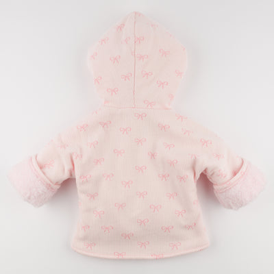 Mini Bows Winter Snowdrift Hoodie Jacket with Pink Lining - Pale Pink - Twinkle Twinkle Little One