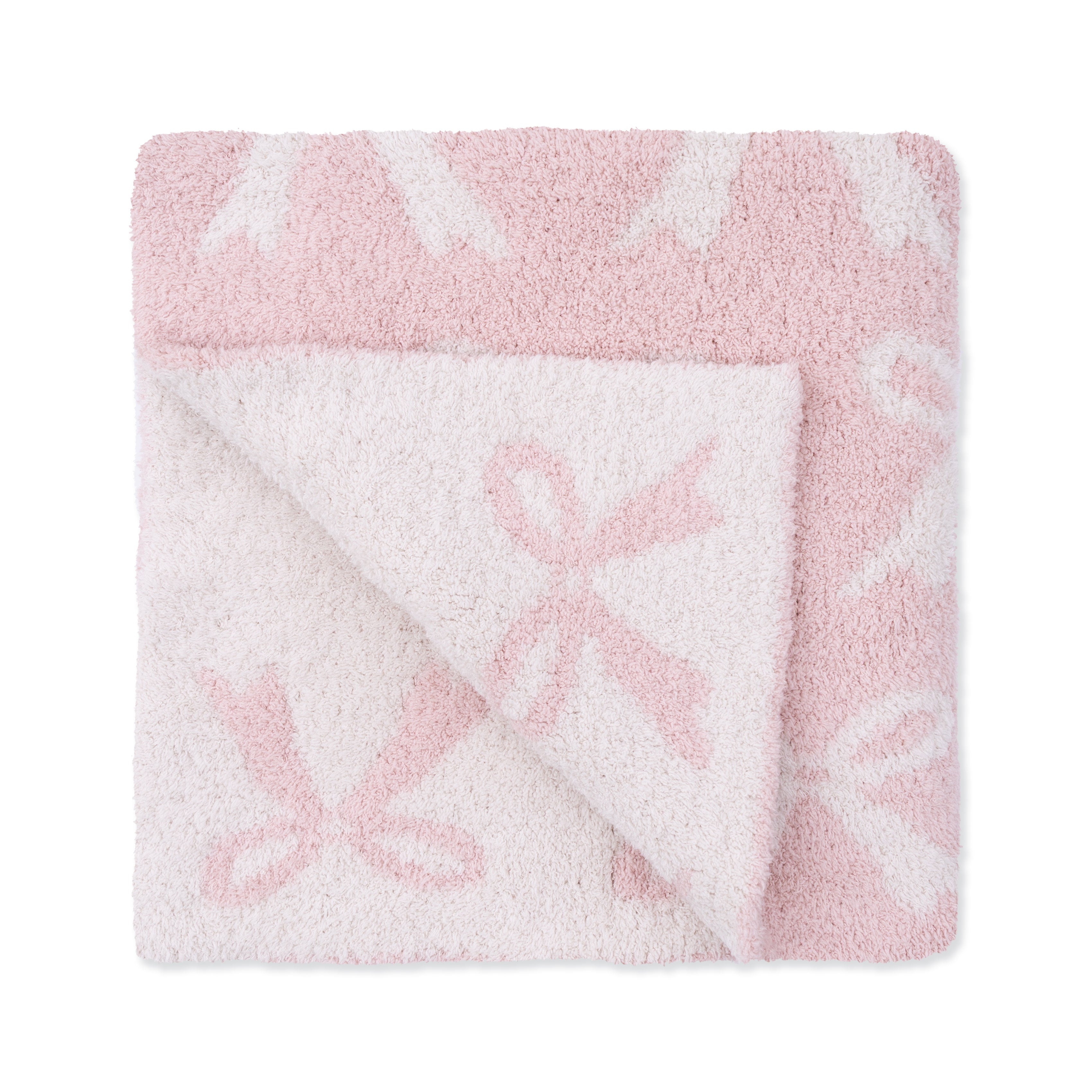 Chenille Blush Bow Blanket