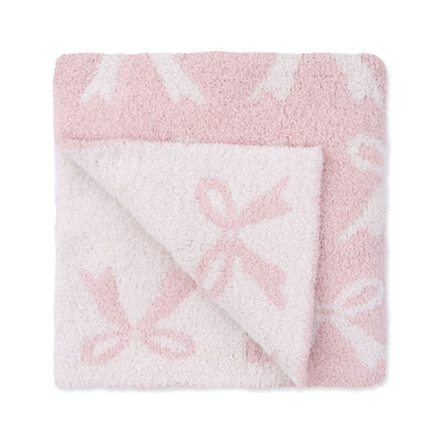 Chenille Blush Bow Blanket