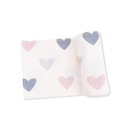 Hearts Ribbed Swaddle Blanket - Twinkle Twinkle Little One