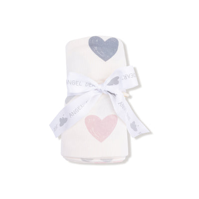 Hearts Ribbed Swaddle Blanket - Twinkle Twinkle Little One