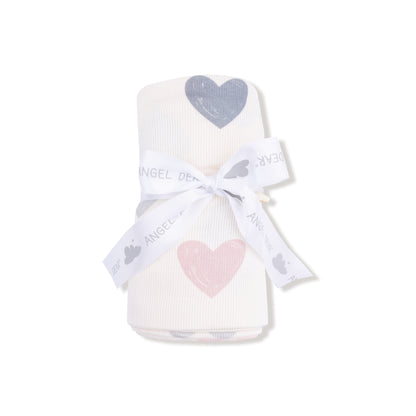 Hearts Ribbed Swaddle Blanket - Twinkle Twinkle Little One