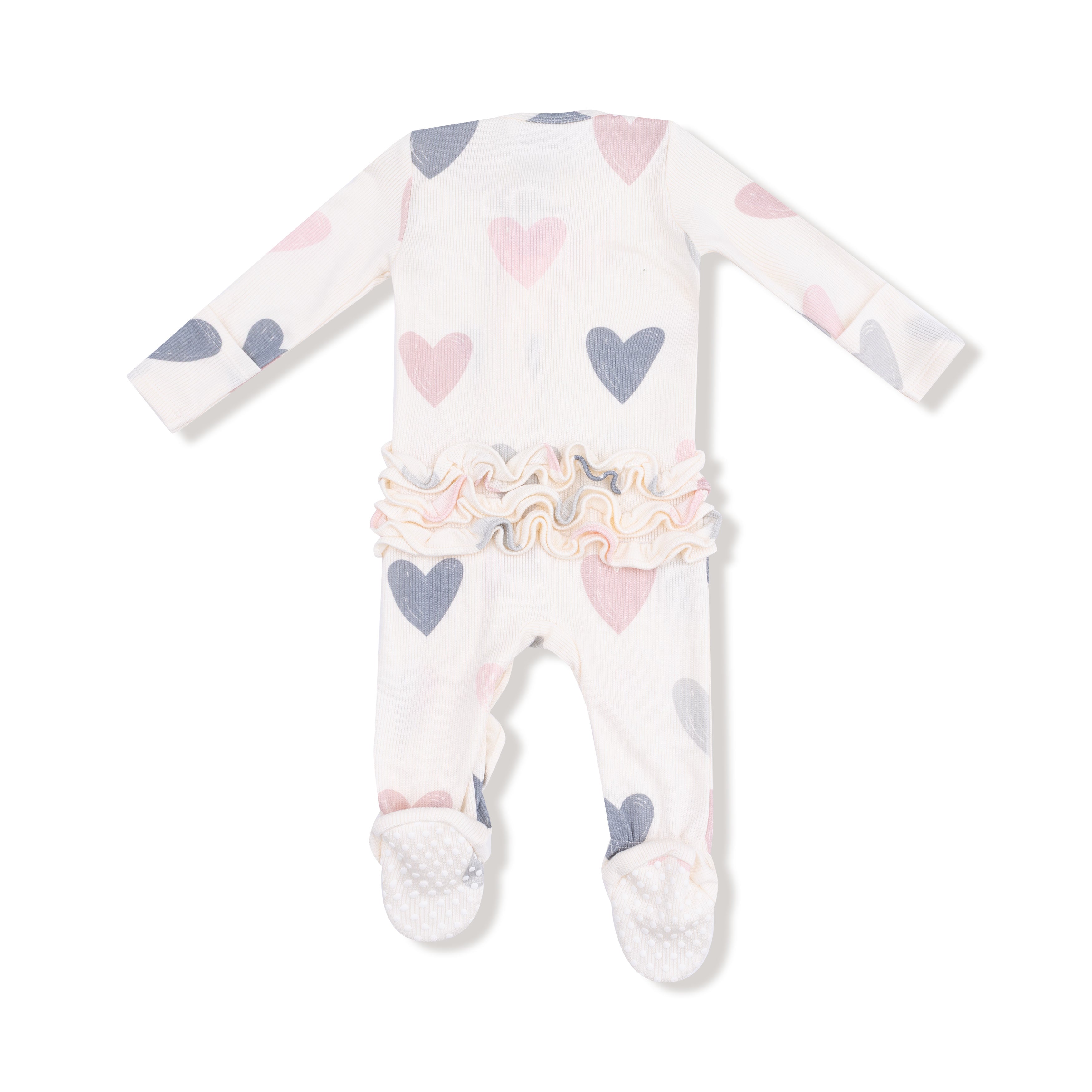 Hearts 2 Way Ruffle Back Zipper Footie - Twinkle Twinkle Little One