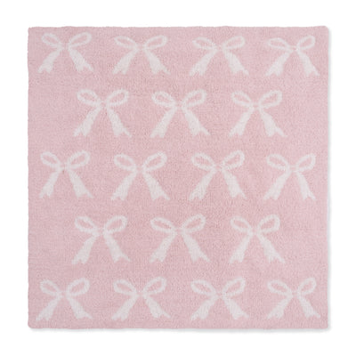 Chenille Blush Bow Blanket