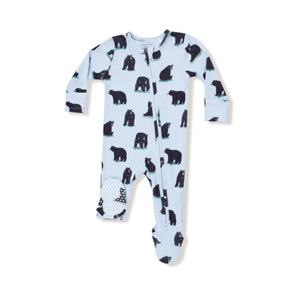 Black Bears 2 Way Zipper Footie - Twinkle Twinkle Little One