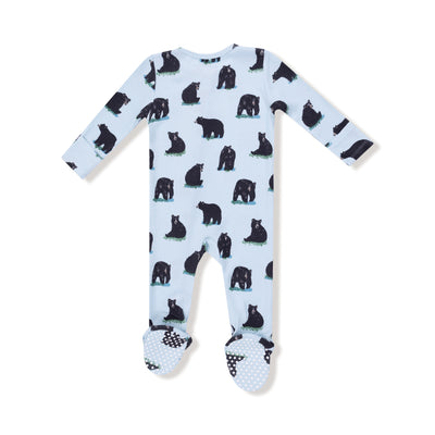 Black Bears 2 Way Zipper Footie - Twinkle Twinkle Little One