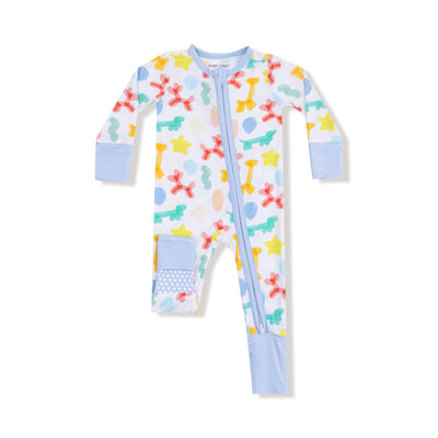 Balloon Animals Blue 2 Way Zipper Romper - Twinkle Twinkle Little One