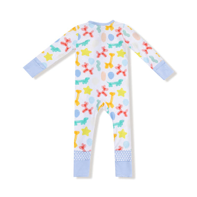 Balloon Animals Blue 2 Way Zipper Romper - Twinkle Twinkle Little One