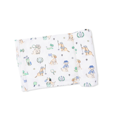 Country Club Dogs Neutral Swaddle Blanket