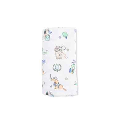 Country Club Dogs Pink Swaddle Blanket