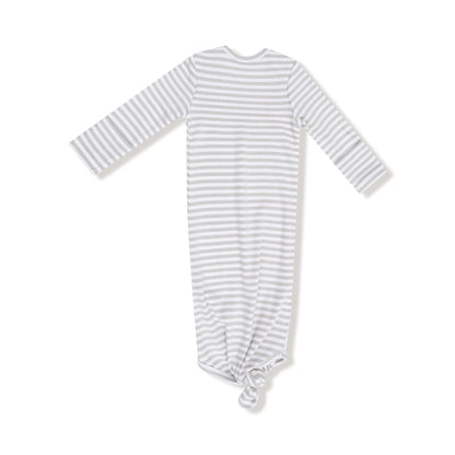 Stripe Mineral Grey & White Knotted Gown - Twinkle Twinkle Little One