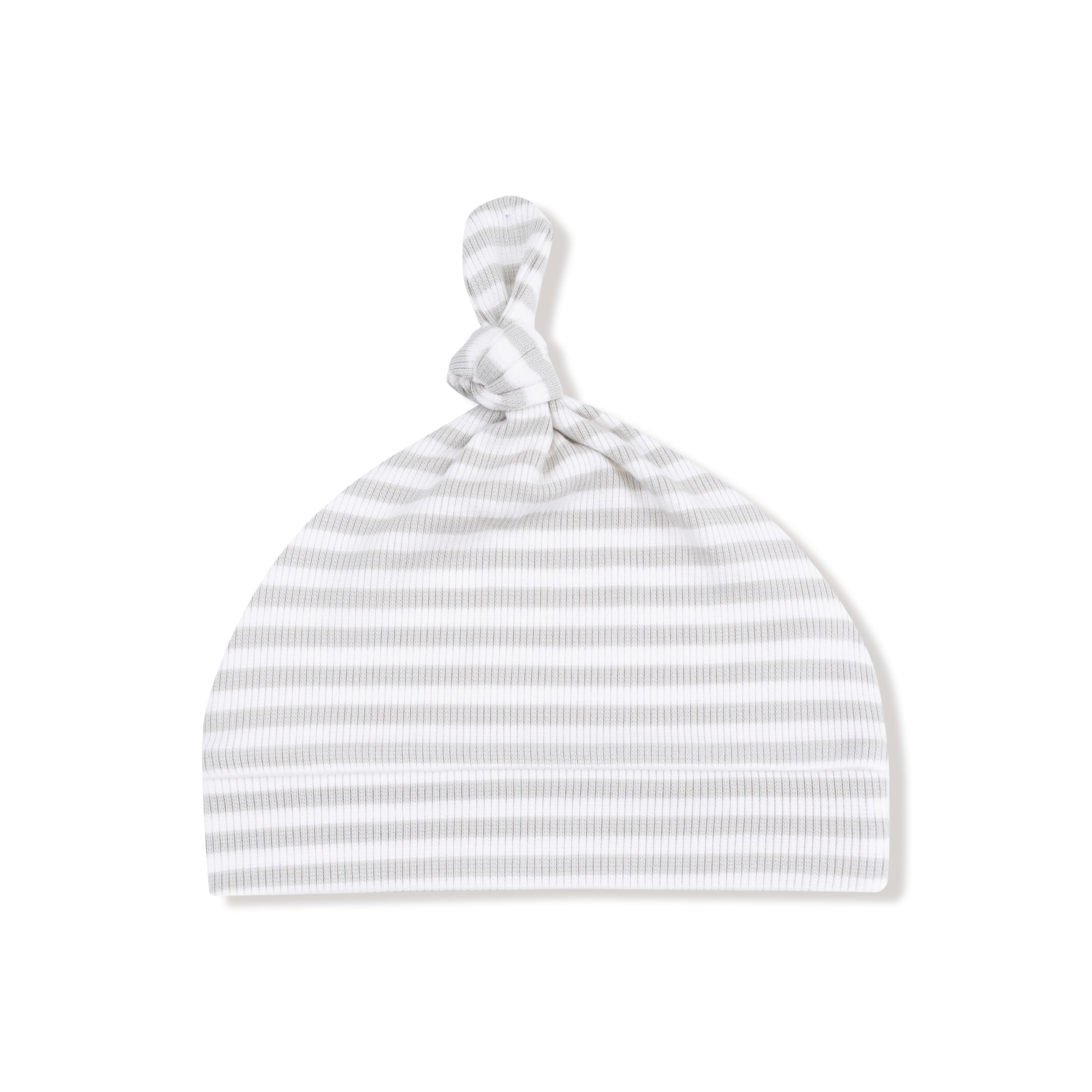 Stripe Mineral Grey & White Knotted Hat - Twinkle Twinkle Little One