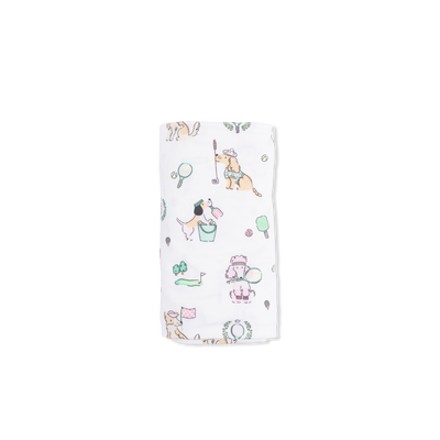 Country Club Dogs Pink Swaddle Blanket