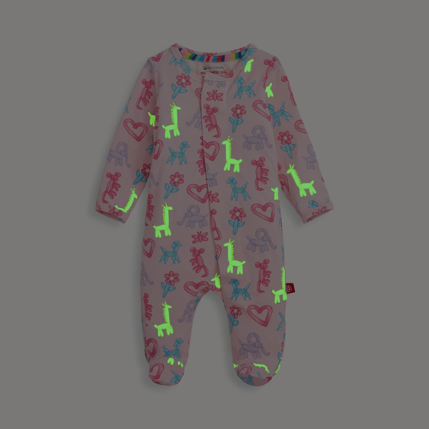 Pink Party Animals Glow in the Dark Modal Magnetic Footie - Twinkle Twinkle Little One