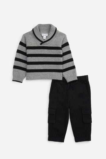 Toddler Boy Roll Neck Stripe Sweater Set - Twinkle Twinkle Little One