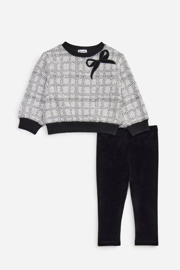 Infant Girl Tweed Bow Sweatshirt Set - Twinkle Twinkle Little One