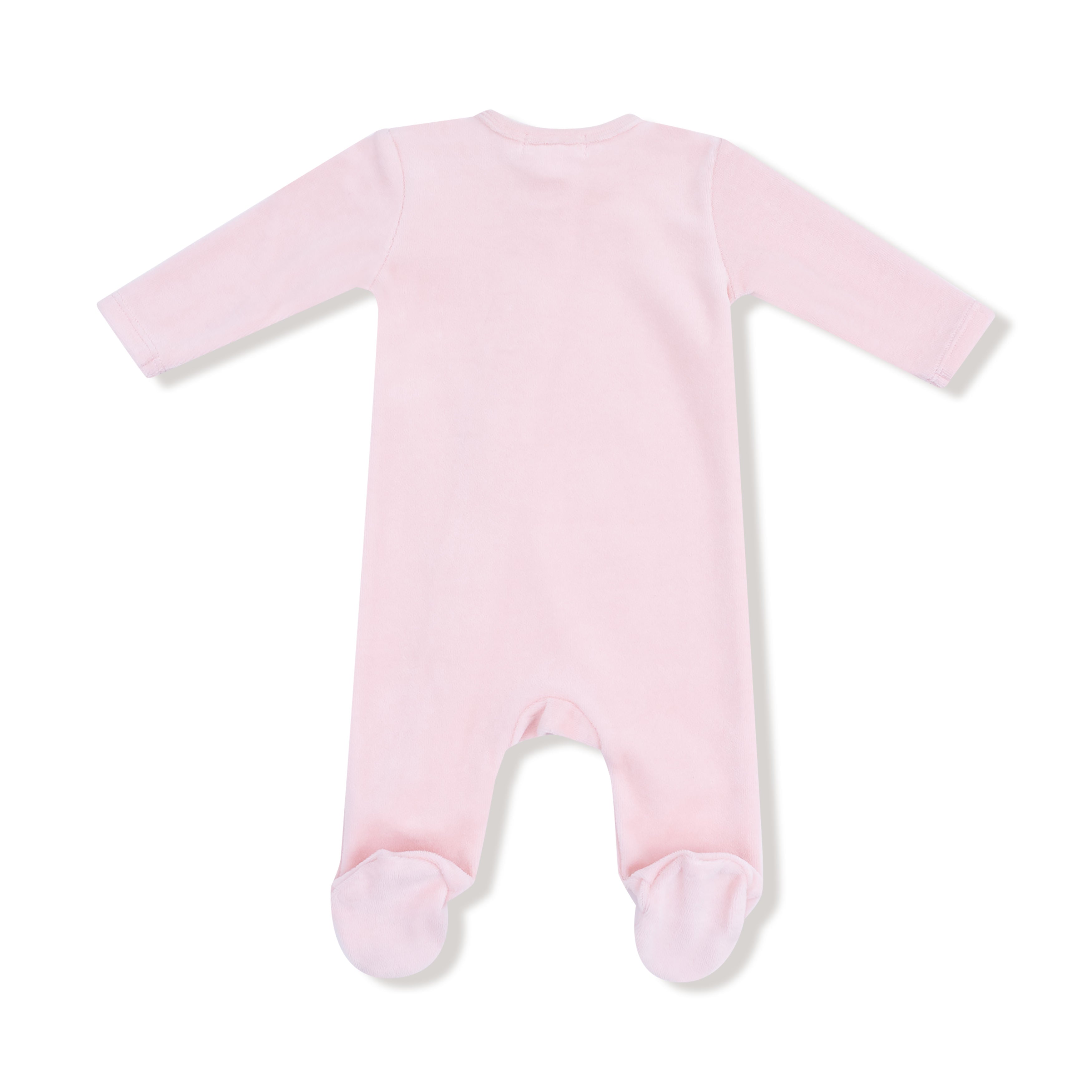 Velour Teddy Bear Pink 2 Way Zipper Footie - Twinkle Twinkle Little One
