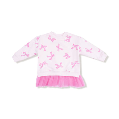 Pretty Bows Sweatshirt with Tulle Ruffle and Ribbed Legging - Twinkle Twinkle Little One