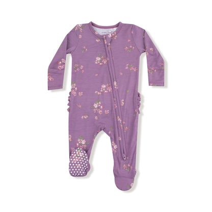 Woodsorrel 2 Way Ruffle Back Zipper Footie - Twinkle Twinkle Little One