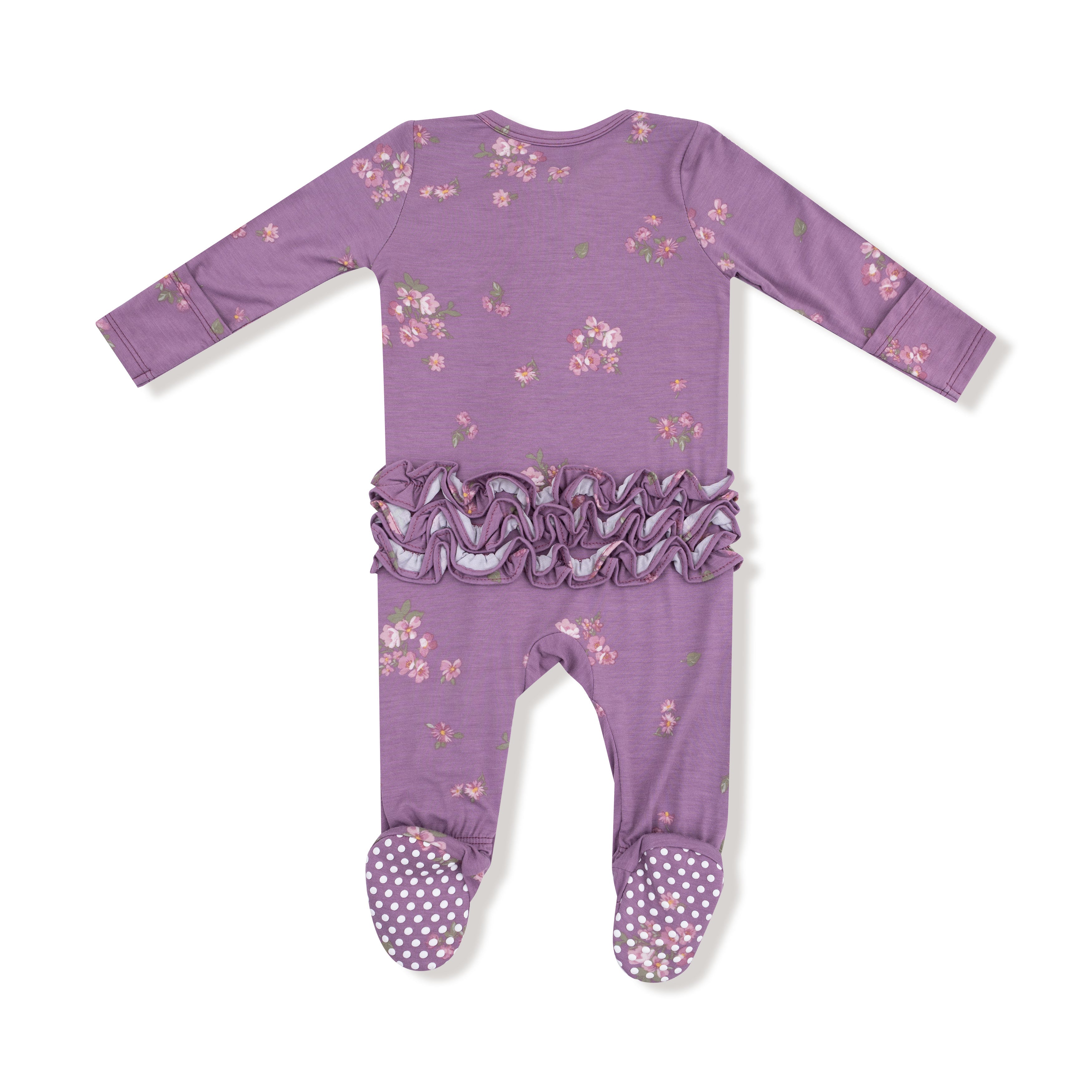Woodsorrel 2 Way Ruffle Back Zipper Footie - Twinkle Twinkle Little One