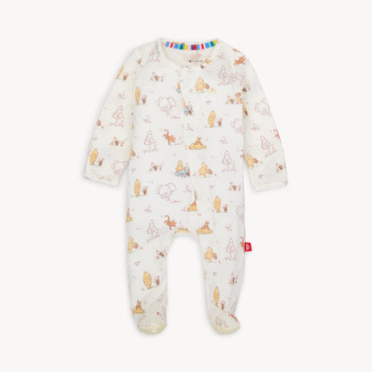 Baby onesie with animal pattern on a white background