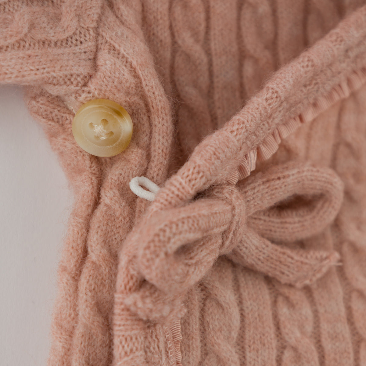 Cable Knit Kimono Set - Pale Pink