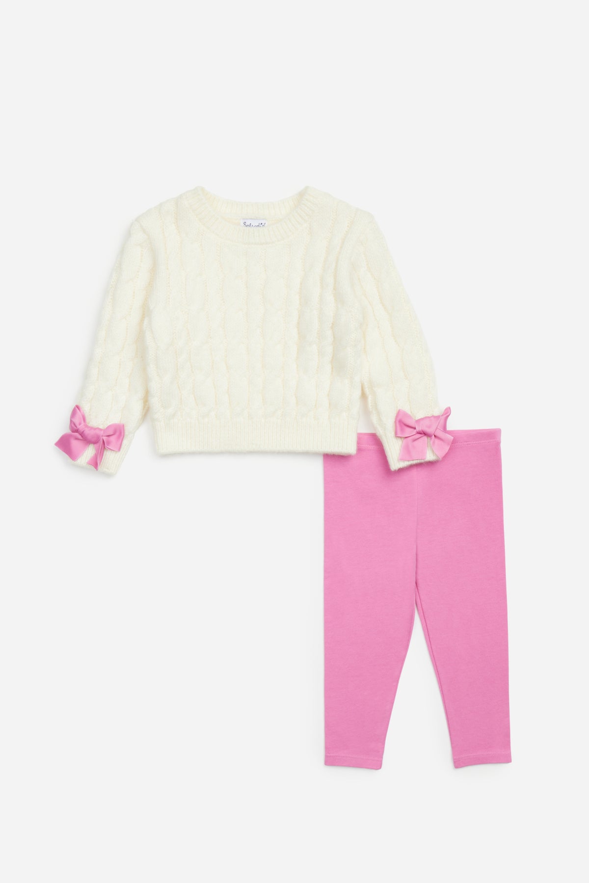 Infant Sweet Cable Sweater Set - Sugar