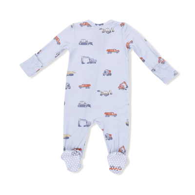 Construction Vehicles 2 Way Zipper Footie