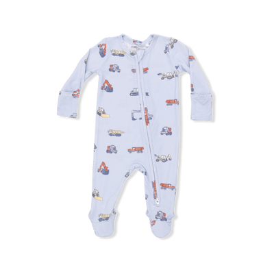 Construction Vehicles 2 Way Zipper Footie