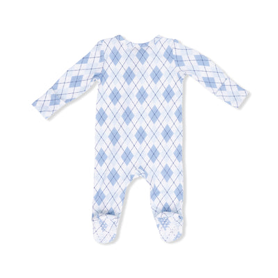 Blue Argyle 2 Way Zipper Footie