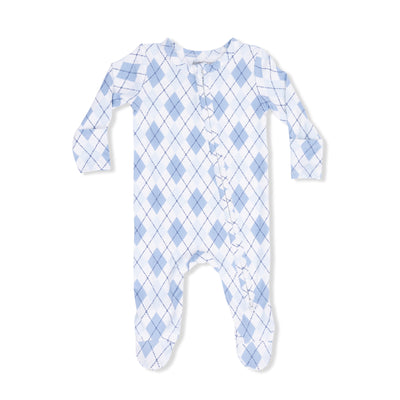 Blue Argyle 2 Way Zipper Footie