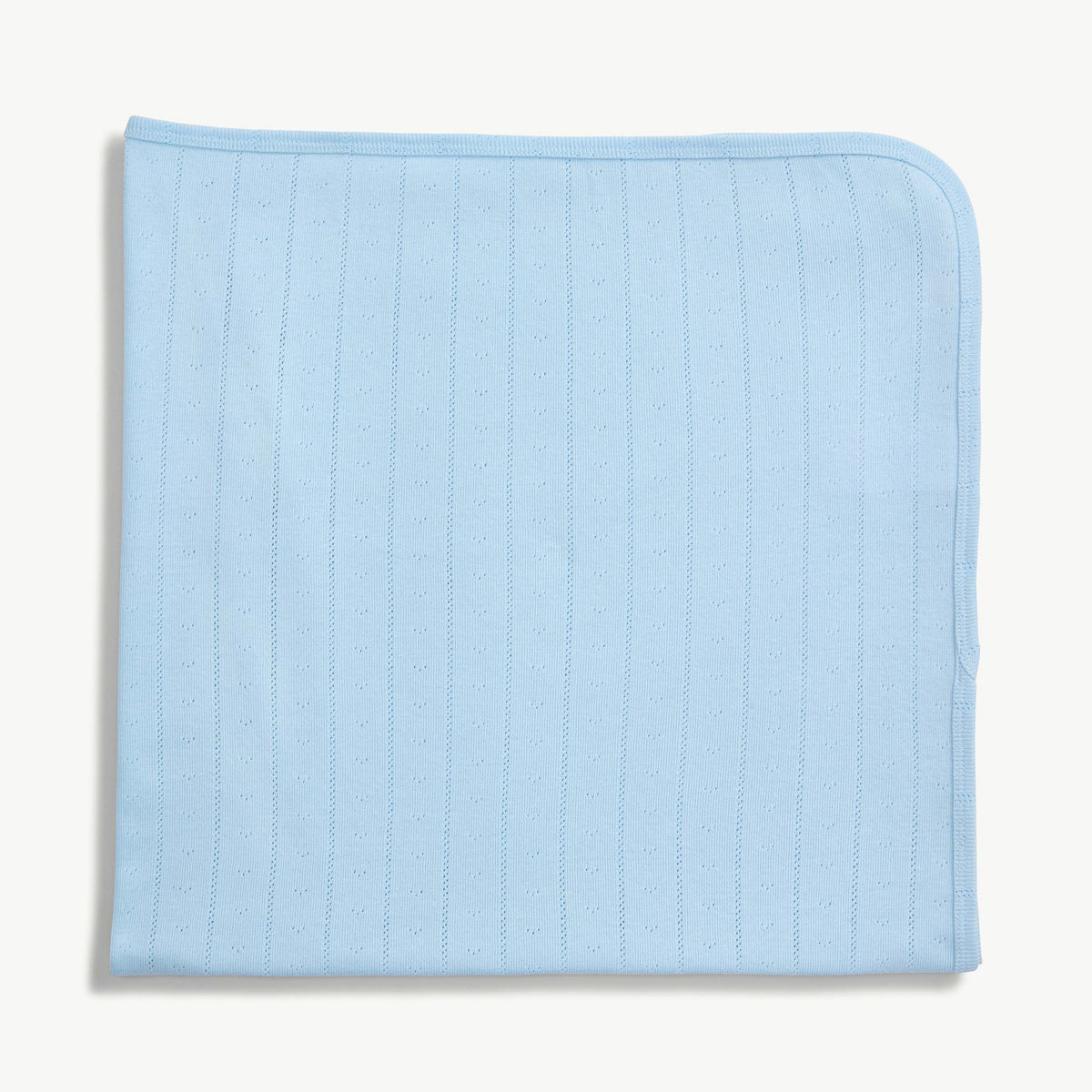 Pointelle Baby Blanket - Blue Baby Love Lines