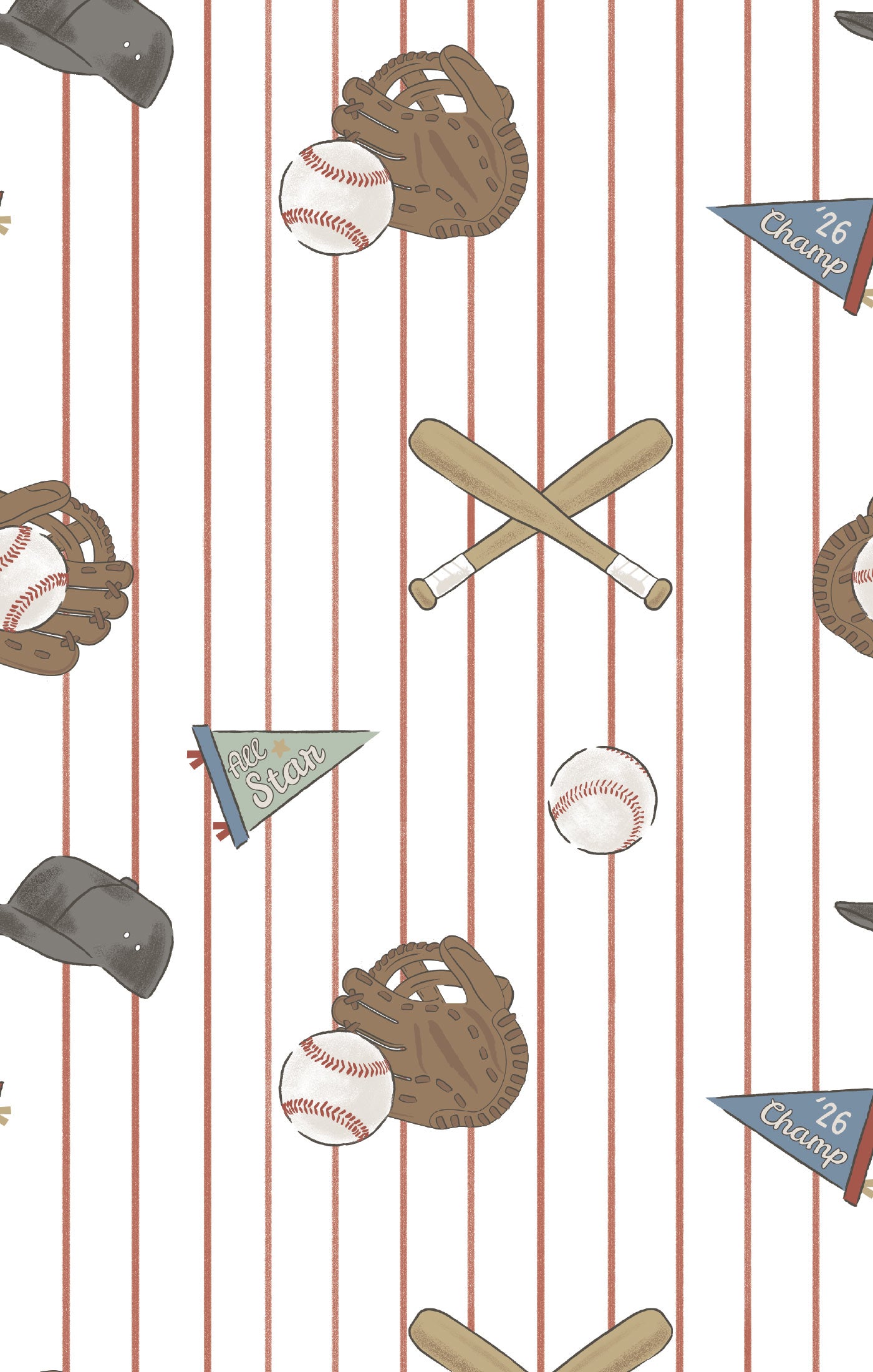 Vintage Baseball Stripe Wide Brim Sun Hat