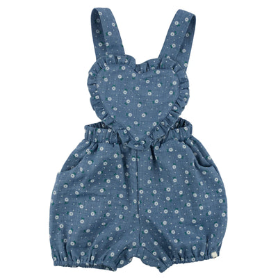 Denim Darling Romper - Sunburst Flower Print