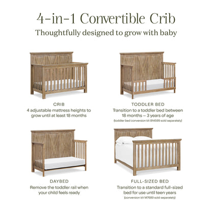 Monogram by Namesake Emory Farmhouse 4-in-1 Convertible Crib