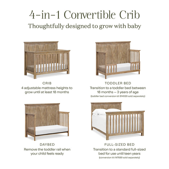 Monogram by Namesake Emory Farmhouse 4-in-1 Convertible Crib - Twinkle Twinkle Little One