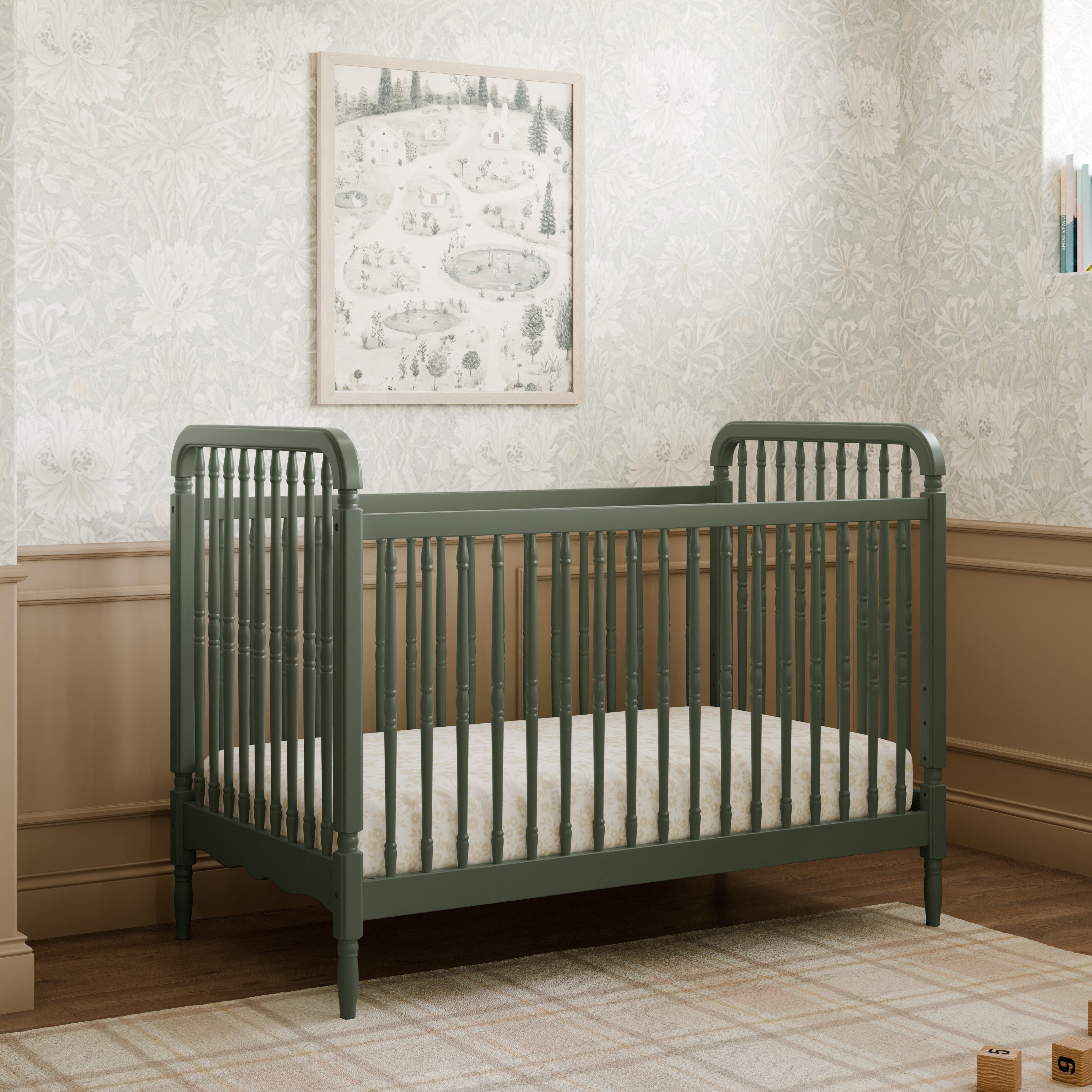 Namesake Liberty 3-in-1 Convertible Spindle Crib with Toddler Bed Conversion Kit