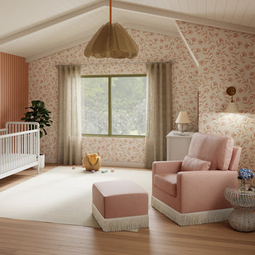 Namesake Crawford Pillowback Comfort Swivel Glider | Boucle with Tassel Fringe - 0