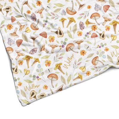 Sugar + Maple Plush Minky Fleece Personalized Blanket | Whimsical Mushroom - Twinkle Twinkle Little One