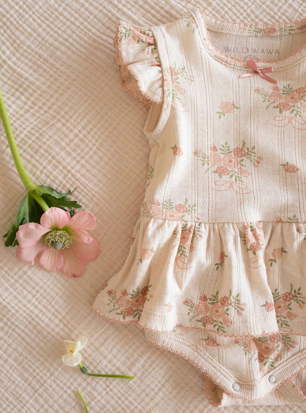 Pointelle Skirt Onesie in Parfait Pink