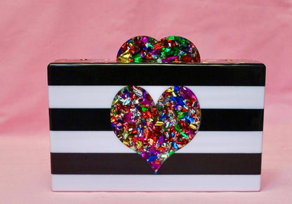 Black & White With Heart Acrylic Box Bag - Twinkle Twinkle Little One