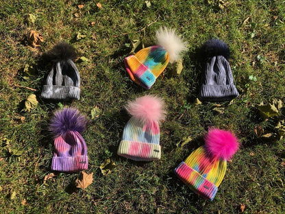 Tie Dye Beanie Hat With Tipped Fur Pom - Twinkle Twinkle Little One