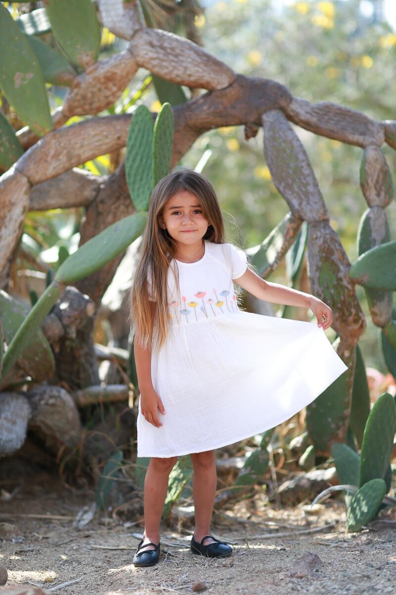Sedona Hand Embroidered Flower Cotton Dress - Twinkle Twinkle Little One